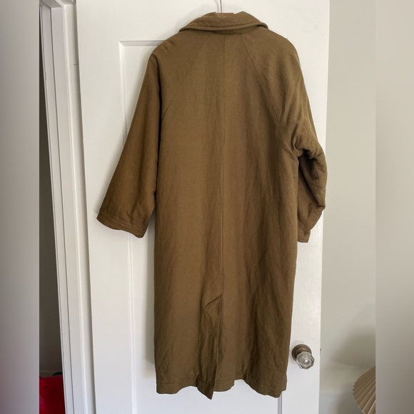 EUC! Micaela Greg Linen Cotton Sherpa Lined Trench in Fir - Picture 7 of 14